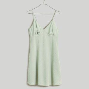 Madewell Layton Mini Strappy V neck Slip Dress size 2 Sage Mist